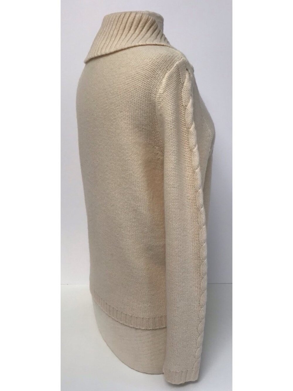 Pendleton 100% Lambswool Full Zip Cable Knit Ladies Sweater Cream Size Small - Picture 5 of 13